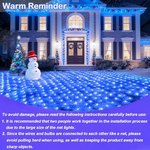 360LED Net Lights, 21ft x 5ft Connectable Christmas Mesh Lights with Timer & 8 Lighting Modes, Waterproof Outdoor Bush String Light for Halloween Xmas Tree Holiday Party Garden Hedge Patio - Blue
