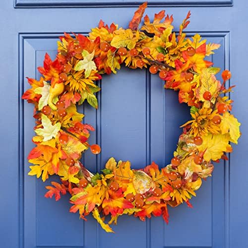 Whaline 12 Pack Fall Berry Stems Autumn Artificial Orange Glossy Berry Twigs Faux Berries Picks for Thanksgiving Christmas Tree Ornaments Crafts Holiday Home Festival Xmas Decoration