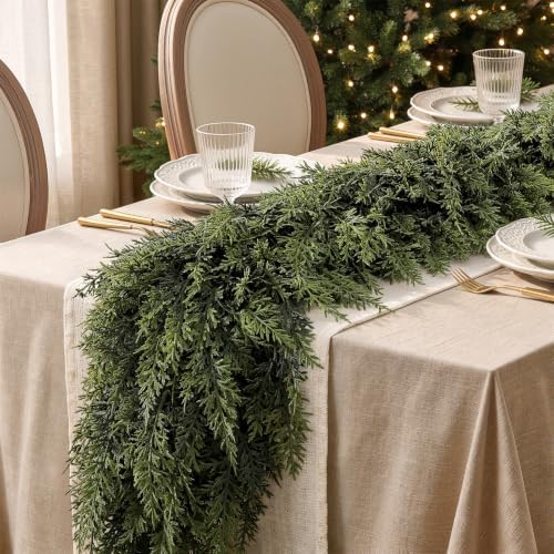 Alupssuc 18FT Christmas Garland, Encrypting Real Touch Cedar Garland