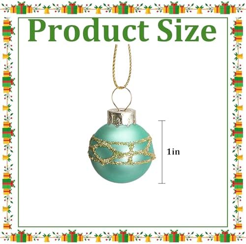 24 Pcs Christmas Mini Glass Ball Ornaments, Mini Glitter Xmas Hanging Balls