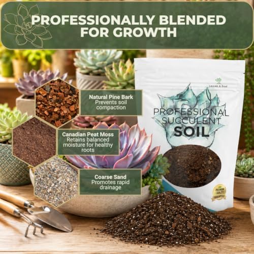 Professional Succulent Soil Mix Ready to Use Extra Large 8.2 Quarts, Premium Potting Soil for Succulents and Cactus, Fast Draining Blend Canadian Peat Coarse Sand Pinebark Indoor Made in USA