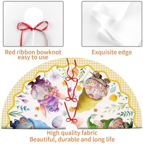 Easter Gnome Tree Skirt 36 Inch Cute Gnome Egg Decor Christmas Tree Skirt Xmas Ornament for Home Holiday Party Decoration Indoor Outdoor