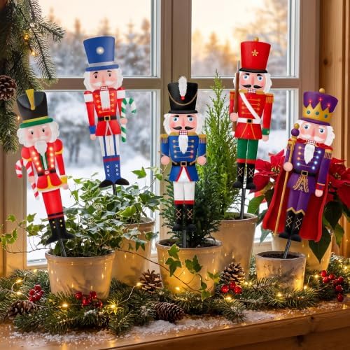 Roowest 5 Pack 12'' H Metal Christmas Yard Stakes Outdoor Decorations