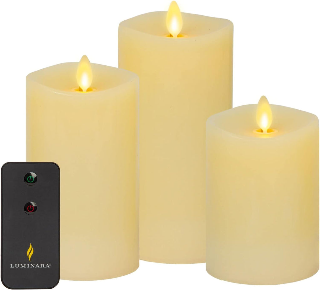 Christmas Pinecone Candles Flameless Thanksgiving Decor,Red-Brown