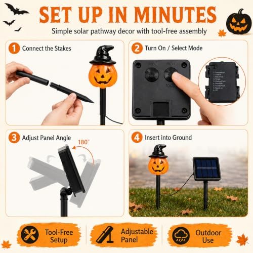 10 Pack Halloween Decorations Outdoor Pumpkin Moon Garden (Floating Ghost)