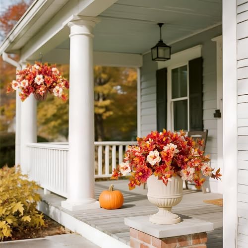 Artificial Fake Fall Hanging Flowers with Basket for Outdoors Decoration