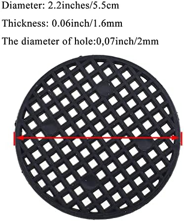 HAHIYO 50PCs 2.2Inch/5.5Cm Black Round PP Plastic Flower Pot Hole Mesh Pad Bottom Grid Mat Bonsai Drainage mesh Hole Screens Gasket Prevent Soil Loss Breathable Gasket Drainage Netting for Bonsai