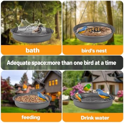 CARGEN Hanging Bird Bath Bowl - Window Bird Water Feeder Tray for Outdoors