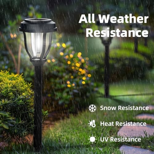 DERAYSION 12 Pack Solar Lights Outdoor, Waterproof LED Solar Pathway Lights