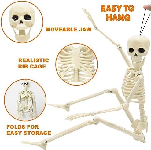 6 Packs Halloween Skeletons, 16 Inch Posable Skeletons for Halloween Props