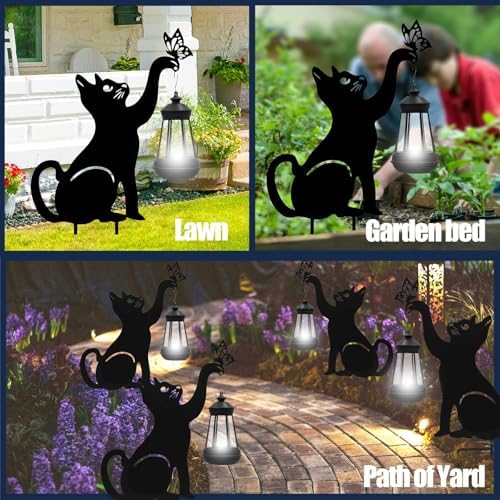 twinbling Solar Black Cat Lights Yard Decorations Outdoor