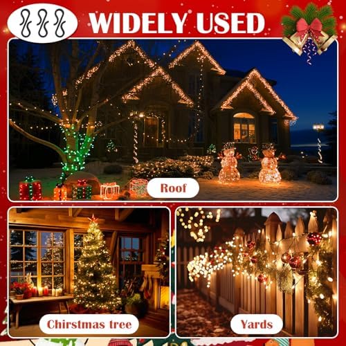 100 Pieces Christmas Light Clips Gutter Clips for Hanging Outdoor Lights Plastic S Clip Hooks Halloween Valentine's Gutter Hang Hooks for Outdoor String Lights Party Decoration