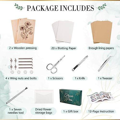Aboofx Large Wooden Flower Pressing Kit, 10.8"x6.9" 6 Layers
