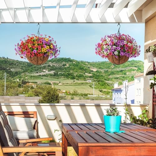 Artificial Fake Hanging Flowers Plants Basket for Outdoor Decoration