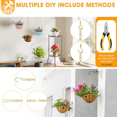 79 Inch Gold Hanging Chain with Plipers for Hanging Flower Baskets