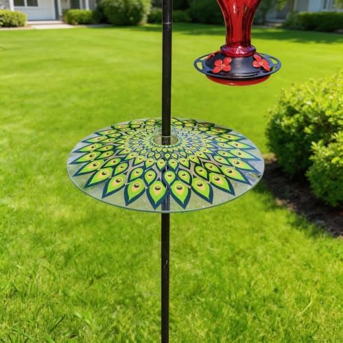 13" Large Glass Rain Cover for Bird Feeder, Peacock Weather Guard Dome