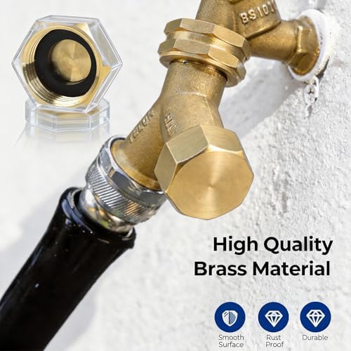 VANCOCO Garden Hose Cap, 3/4" Brass Outdoor Faucet Caps 4-Pack, Rust-Proof Female Fitting Hose Caps with Washers for Garden Hose Splitter, Outdoor Spigot