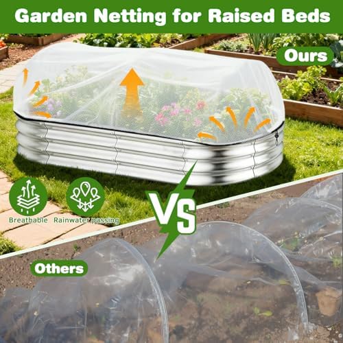 2 Pack Taller Garden Netting for 4x2FT Raised Beds with 10 Secured Clips
