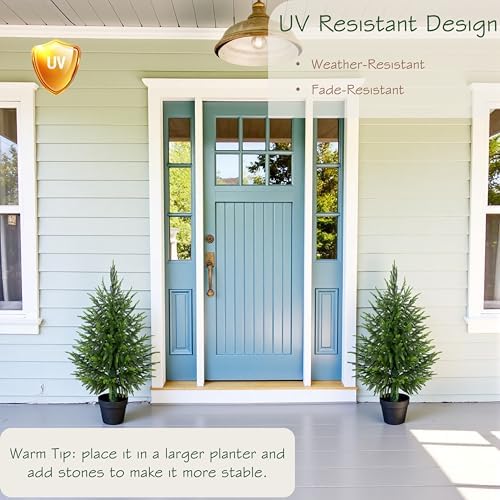 3ft UV Resistant Norfolk Pine Christmas Tree with Soft Real Touch Leaves, 36in Lifelike Faux Norfolk Pine Tree, Artificial Topiary Pine Tree for Patio Porch Christmas Decor