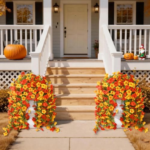 INQCMY Artificial Fake Flowers Plants for Outdoor Fall Decoration