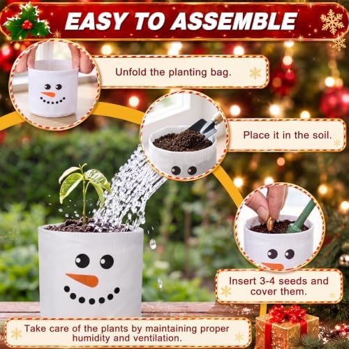 SATINIOR 24 Pcs Christmas Party Favors Gift, White Snowman Succulents Pots