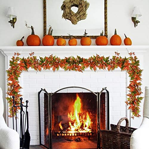 Lvydec 2 Pack Fall Maple Garland Clearance - 6.5ft/Piece Artificial Fall Foliage Garland Autumn Decor for Home Wedding Party