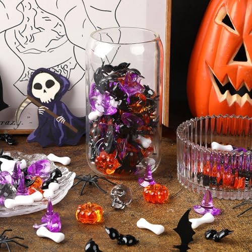 120Pcs Halloween Mini Ornaments Vase Filler Table Scatters Craft