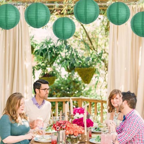 BEISHIDA 8 Inch Green Paper Lanterns 6 Packs Hanging Round Chinese Lantern