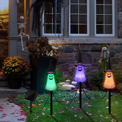 Ghost Solar Halloween Garden Decorations Outdoor, Solar Pathway Lights