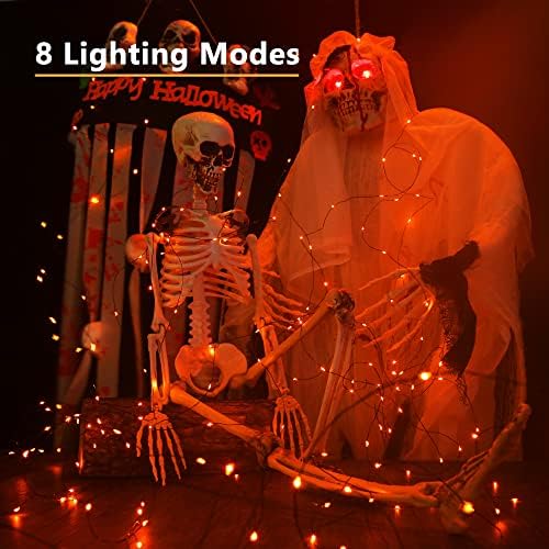 Brizled Solar Orange Fairy Lights, Outdoor Twinkle Halloween LED Lights