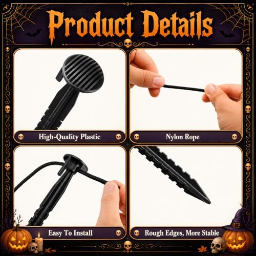 16 Pcs Halloween Skeleton Ground Anchors, Serrated Skeleton Ground Stakes