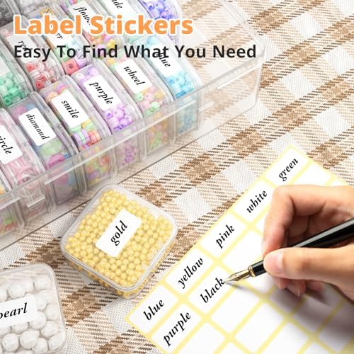 Mathtoxyz Bead Organizer Box, 62Pcs Small Organizers and Storage Plastic Cases, Mini Clear Storage Containers With Hinged Lid, Rectangle for Bracelet Making, DIY Jewelry Craft, Nail