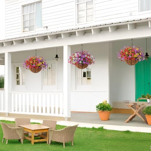 Artificial Fake Hanging Flowers Plants Basket for Outdoor Decoration