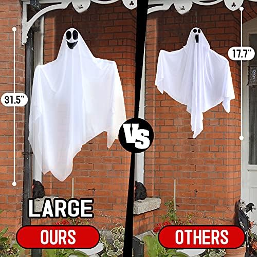4 Pcs 31.5" Hanging Ghosts Halloween Decorations Outdoor, Hanging Ghosts Halloween Decor for Garden Yard Patio Lawn