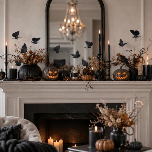 30PCS Black Butterfly Decorations Faux Garden Stakes for Halloween Decor