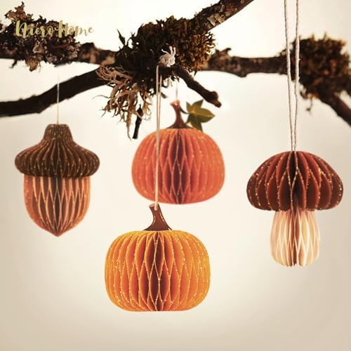 NICROHOME EUR Fall Thanksgiving Decoration,5PCS Glitter Honeycomb Ornaments