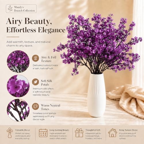 Mandy's 6 Bundles Artificial Lavender Baby’s Breath Flowers