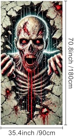 IVN Halloween Cracked Wall Skeleton Door Cover Decorations 35x71 Inch