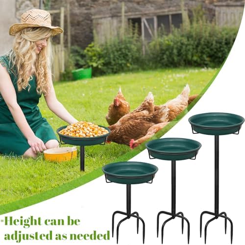 39In Freestanding Birdbaths Bowl Outdoor, Standing Garden Bird Bath Bird Feeder Bowl with Metal Stake, Detachable Decoration Spa Birdfeeder for Garden Patio Yard Lawn, 4 Spiky Feet (D)
