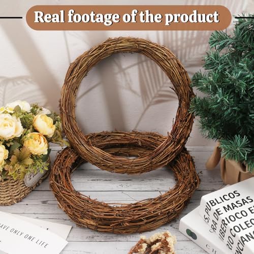 7 Pcs 12 Inch Natural Grapevine Wreath, Natural Rattan Wreath,Hand-Woven 12 Inch Vine Branch Wreaths, Perfect for DIY Crafts, Christmas Decorations, and Wedding Supplies