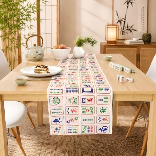 Mahjong Decor - Chinese Mahjong Tiles Game Themed Table Runner