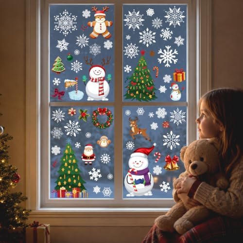 9 Sheets Reusable Christmas Window Clings for Christmas Decorations