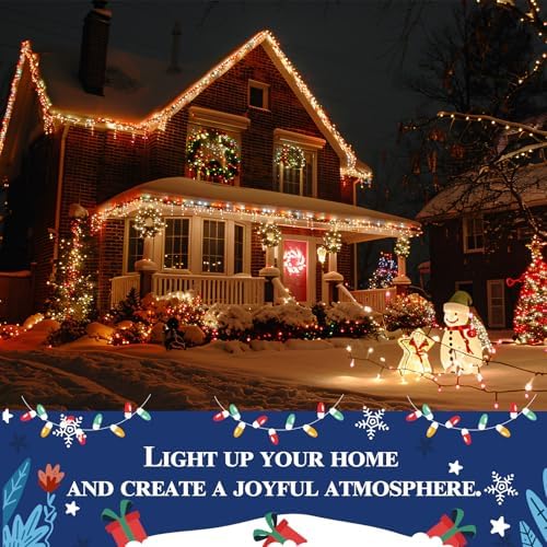 Holiday Light Clips [Set of 200] Christmas Outdoor Light Clips - Mount to Shingles & gutters - Works with Mini, C6, C7, C9, Rope, Icicle Lights - No Tools Required