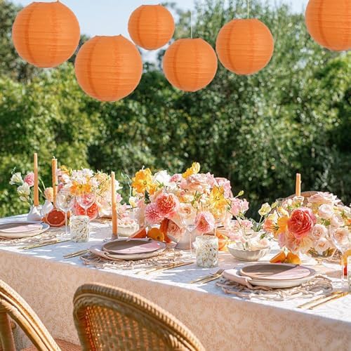 BEISHIDA 10 Inch Orange Paper Lanterns 6Packs Hanging Round Chinese Lantern