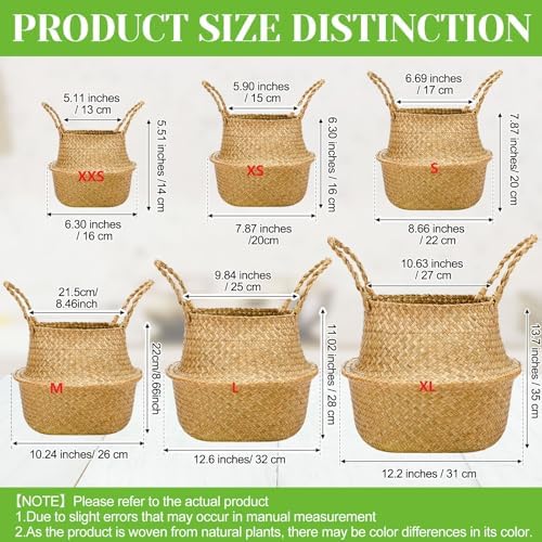 Qunclay 8 Pcs Woven Seagrass Baskets Belly Basket, Xs,7.9''dx6.3''h