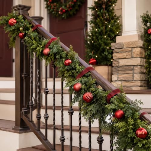 SATINIOR 50 Pcs Red Large Christmas Garland Ties 12inch Banister Ties