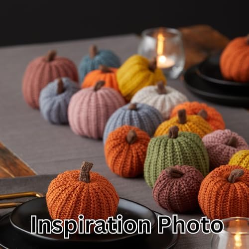 Mini Knit Pumpkins Set of 12, Warm Pumpkin Colors (Mini Assorted Set 12)