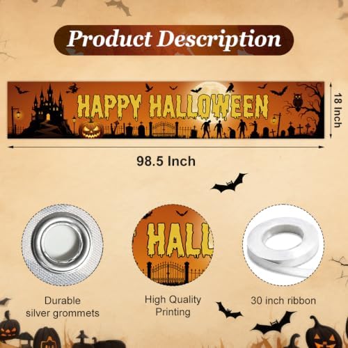 Happy Halloween Banner Outside Halloween Decorations Yard Party Porch Sign