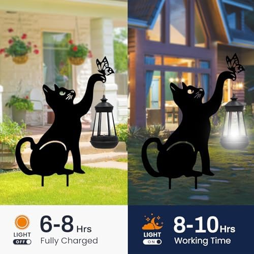 twinbling Solar Black Cat Lights Yard Decorations Outdoor