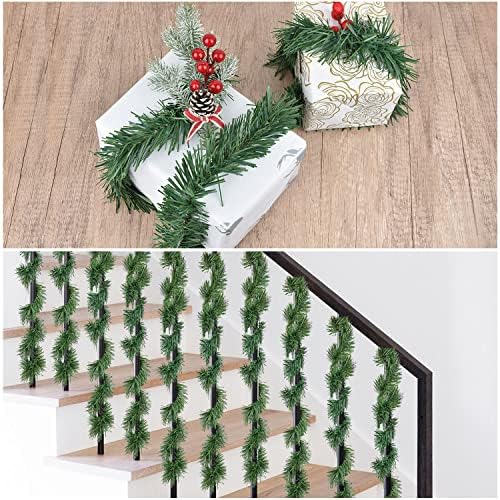 Lvydec 30 Pieces Christmas Garland Ties, 14" Artificial Pine Needles Flexible Christmas Pine Garland Wired Garland Ties Greenery Stems for Christmas Decoration Craft Gift Wrapping
